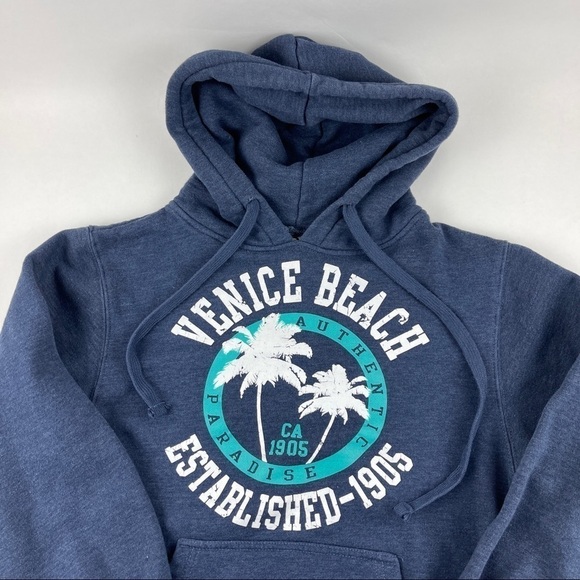 Pro Cube Heavy Weight Hoodie Womens Small Blue Venice Beach Pocket - Picture 3 of 8